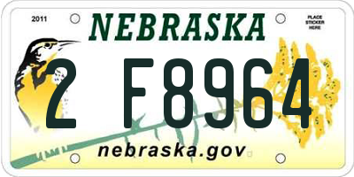NE license plate 2F8964