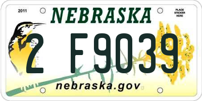 NE license plate 2F9039