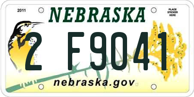 NE license plate 2F9041
