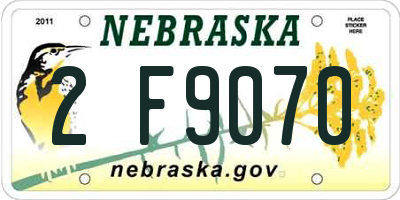 NE license plate 2F9070
