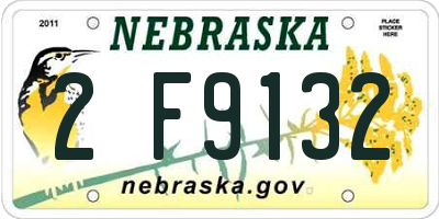 NE license plate 2F9132