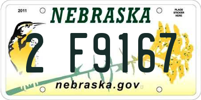 NE license plate 2F9167