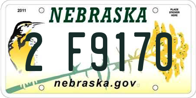NE license plate 2F9170