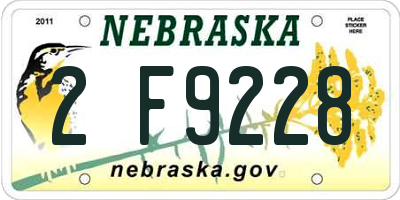 NE license plate 2F9228