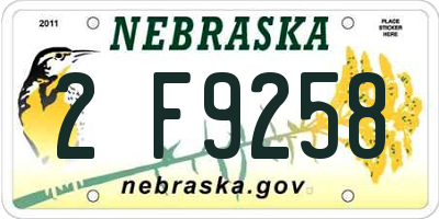 NE license plate 2F9258