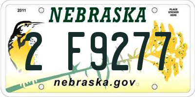 NE license plate 2F9277