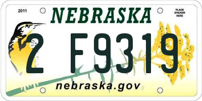 NE license plate 2F9319