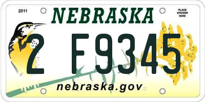 NE license plate 2F9345