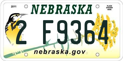 NE license plate 2F9364