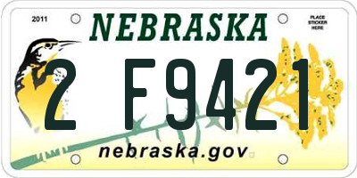 NE license plate 2F9421