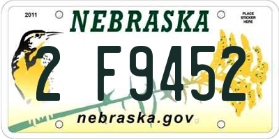 NE license plate 2F9452