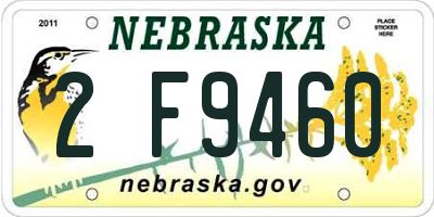 NE license plate 2F9460