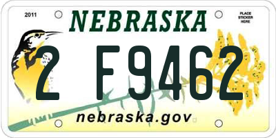 NE license plate 2F9462