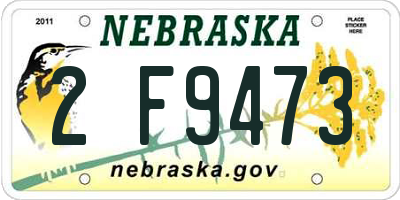 NE license plate 2F9473