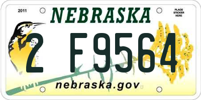 NE license plate 2F9564