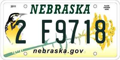 NE license plate 2F9718