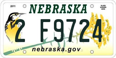 NE license plate 2F9724