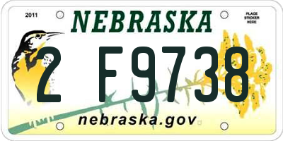 NE license plate 2F9738