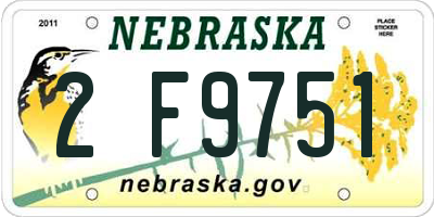 NE license plate 2F9751