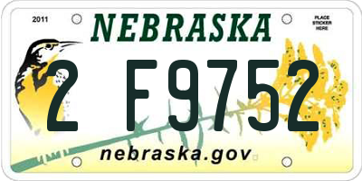 NE license plate 2F9752