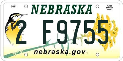 NE license plate 2F9755