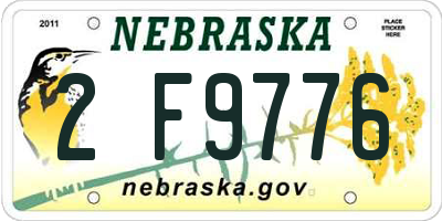 NE license plate 2F9776