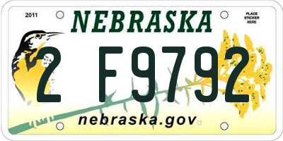 NE license plate 2F9792