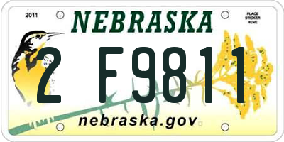 NE license plate 2F9811