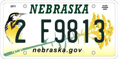 NE license plate 2F9813