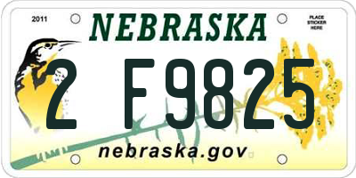 NE license plate 2F9825