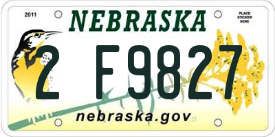 NE license plate 2F9827