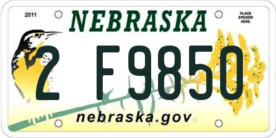 NE license plate 2F9850