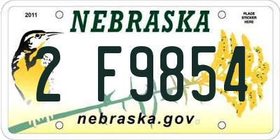 NE license plate 2F9854