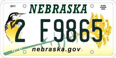 NE license plate 2F9865