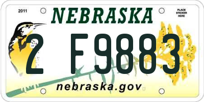 NE license plate 2F9883