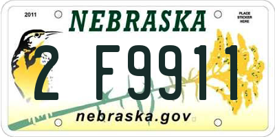 NE license plate 2F9911