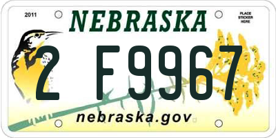 NE license plate 2F9967