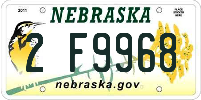 NE license plate 2F9968