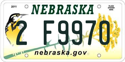 NE license plate 2F9970