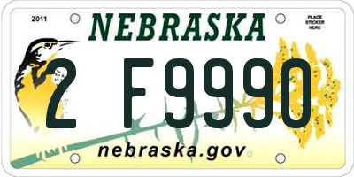 NE license plate 2F9990