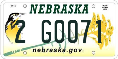 NE license plate 2G0071