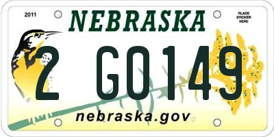 NE license plate 2G0149