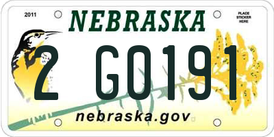 NE license plate 2G0191
