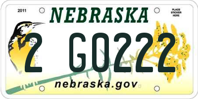 NE license plate 2G0222