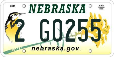 NE license plate 2G0255