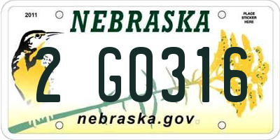 NE license plate 2G0316