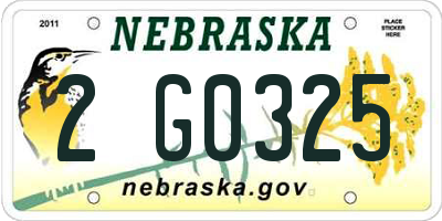 NE license plate 2G0325