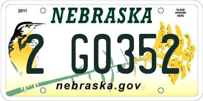 NE license plate 2G0352