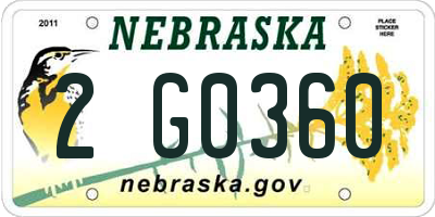 NE license plate 2G0360