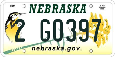 NE license plate 2G0397